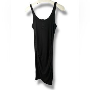 Heart & Hips Black Ribbed Tank Maxi Maternity Dress with Button Front | Sz:S